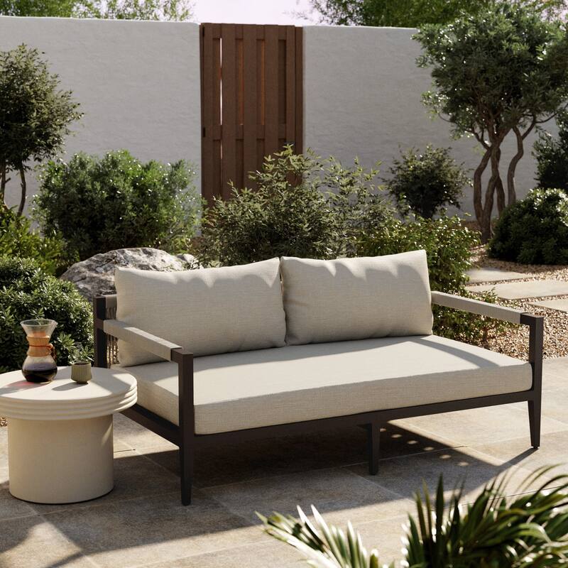Atwood Outdoor Sofa-63"-Bronze - 63.0W x 34.25 x 30.0H - Bronze-Venao Ivory-Ivory Rope