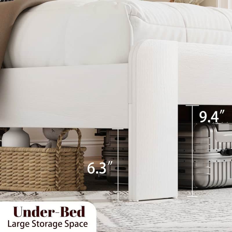 Wood Platform Bed Frame with Large Under Bed Storage