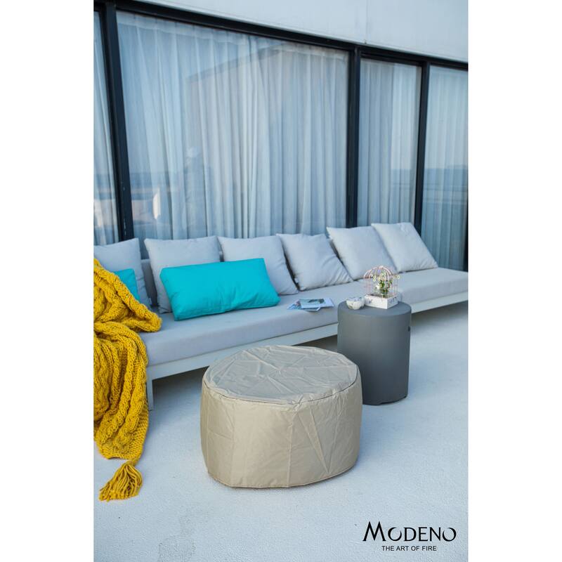 Modeno Nantucket 40,000 BTU Light Grey Concrete Propane Fire Table with Lava Rocks & Cover - 26.6 X 26.6 X 13.8