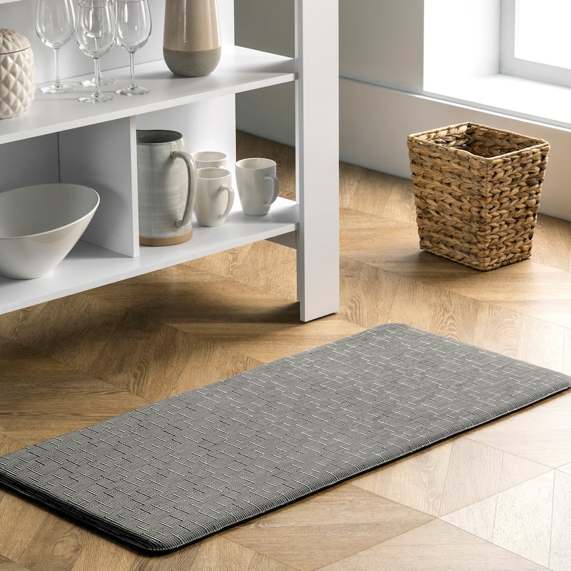 Nuloom Casual Crosshatched Anti Fatigue Kitchen or Laundry Room Comfort Mat - 20" x 42" - Dark Grey