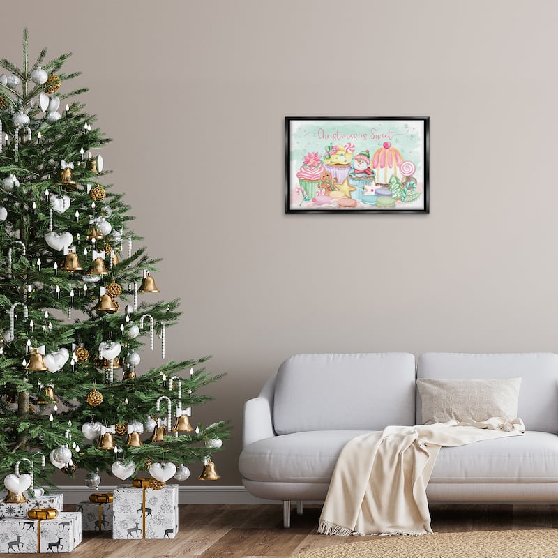 Stupell Christmas Is Sweet Festive Desserts Framed Floater Canvas Wall Art Design By Mollie B.