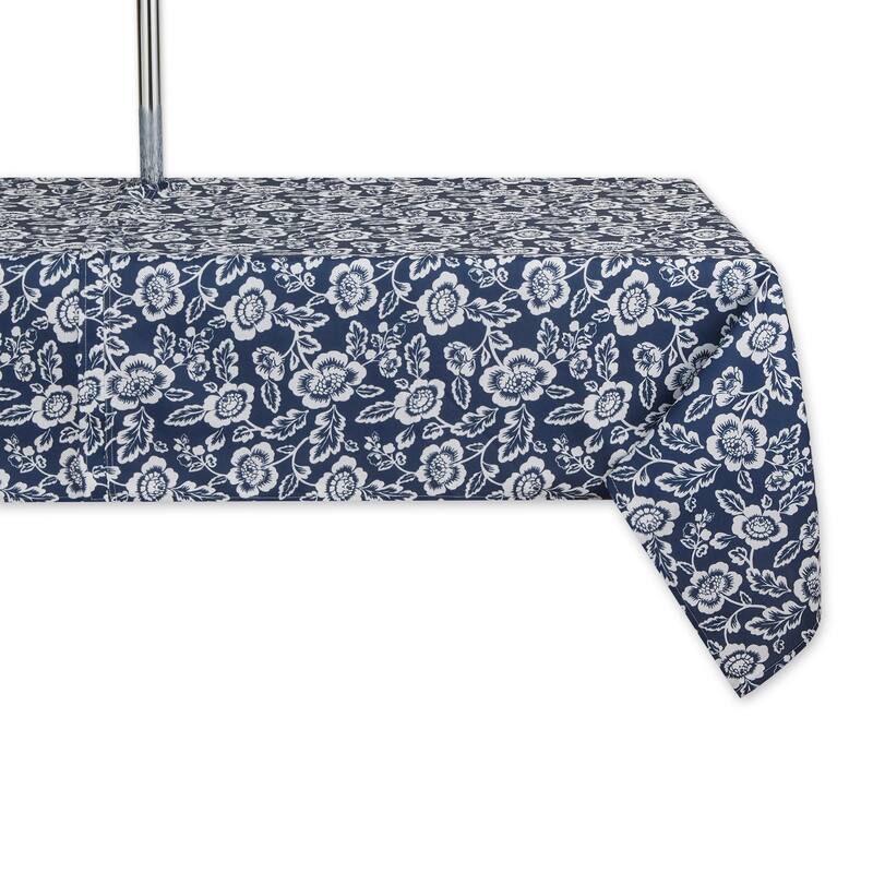 DII Garden Floral Print Outdoor Tablecloths - Nautical Blue 60x84" w/Zipper