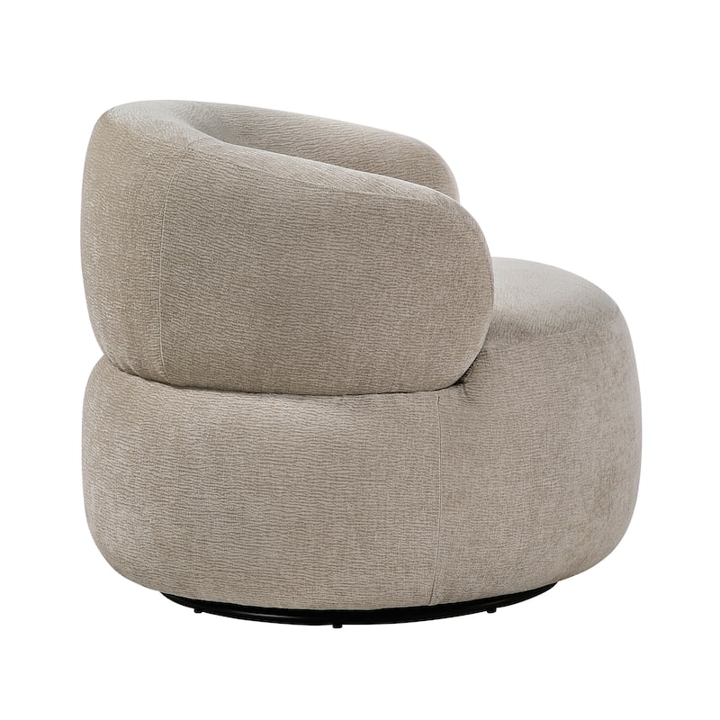 Fremont & Park Rhea 32" Dia Chenille Swivel Chair - 360-Degree Metal Swivel Base