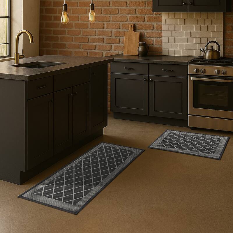 Kitchen Mat 20x32 or Runner 20x48 - Diamond Gray - Set of 2