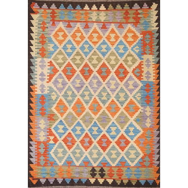 Handwoven Geometric Kilim Reversible Rug Southwestern Wool Carpet 4