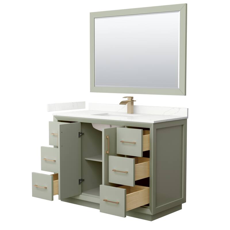 Strada 48-inch Single Vanity, Quartz Top, 46-inch Mirror