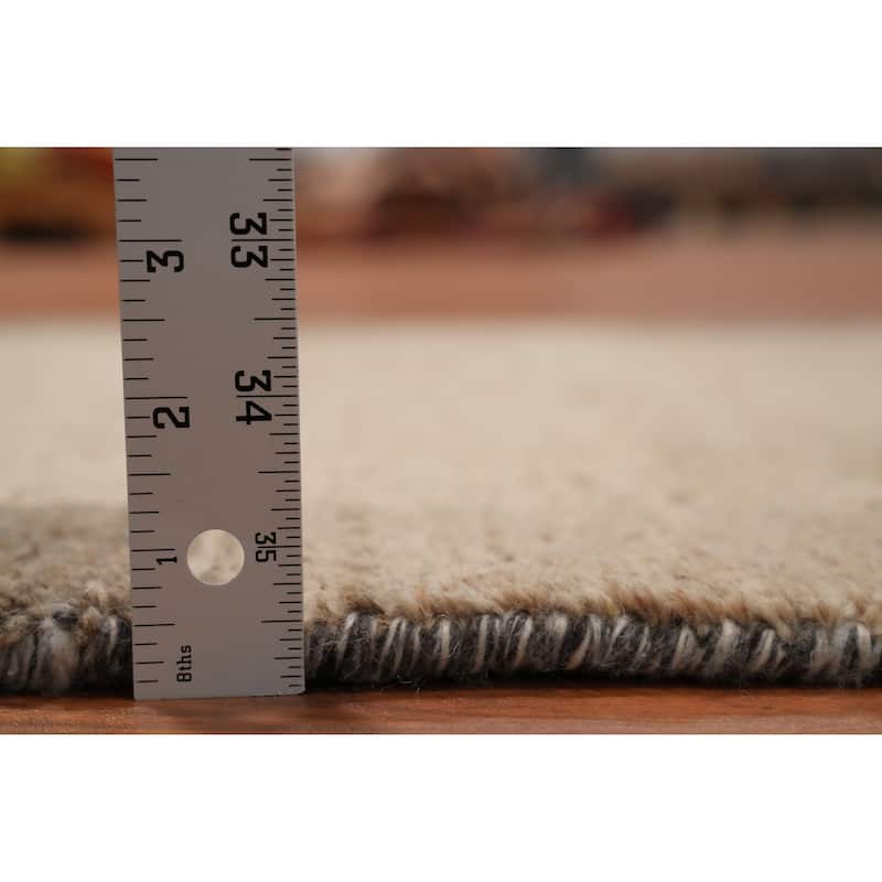 Hand Knotted Oriental 100% Wool Carpet Modern Modern Beige & Ivories Gabbeh Runner Rug - 4' 6'' X 2' 3''