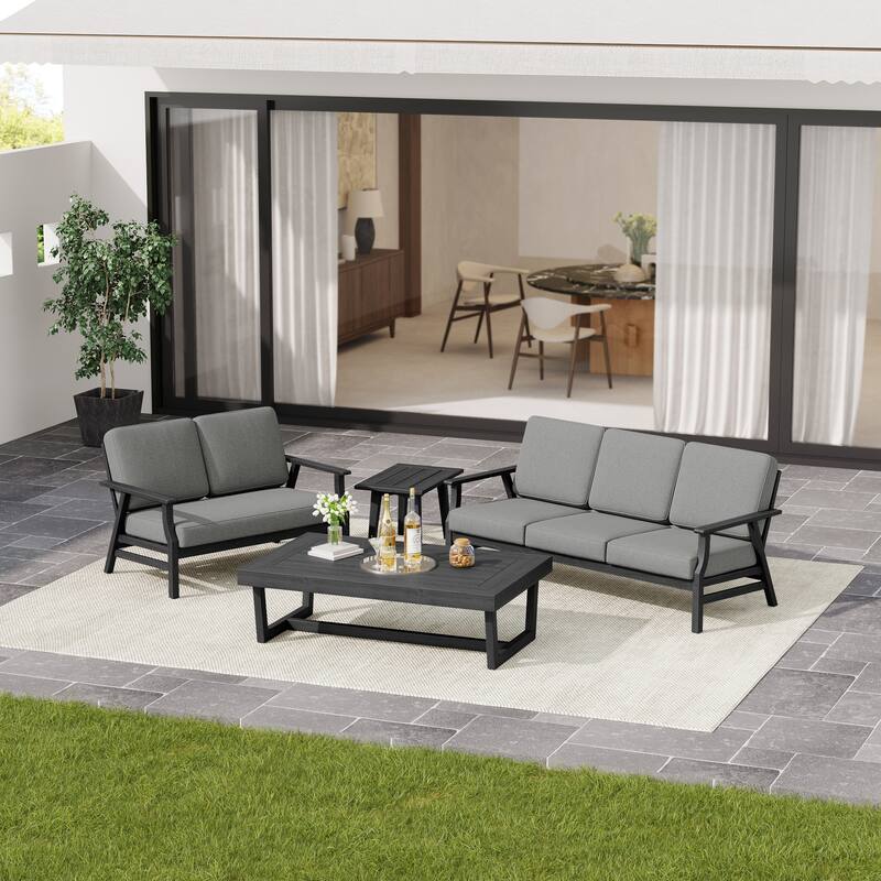 Arthur 4-Piece Teak Wood Patio Conversation Set