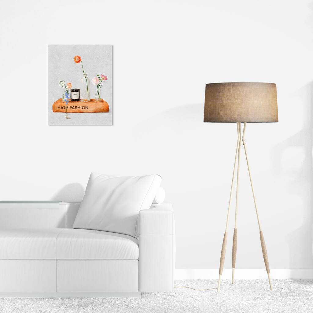 Wynwood Studio Fashion and Glam High Fashion and Flowers Orange and Farmhouse Wall Art Canvas Print
