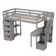 preview thumbnail 42 of 52, Multi-Functional Twin size Loft Bed with Storage Drawers, Shelves, Desk and Stairs, Sturdy Construction & Unique Design
