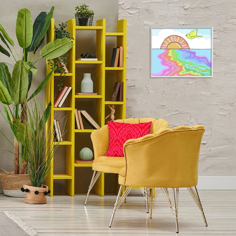 Stupell Swirling Rainbow Sea Reflection Framed Giclee Art Design By Katie Conley