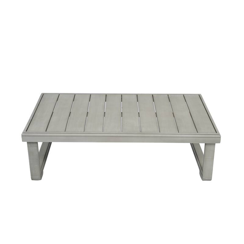 Roomfitters Outdoor Patio Coffee Table with Slatted Wood Design, Weather-Resistant Frame