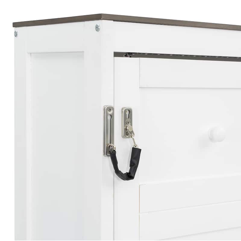 Murphy Bed with LED Light, Foldable Bed Can be Folded into Cabinet, Hidden Wall Bed Cube Cabinet Platform Bed Frame