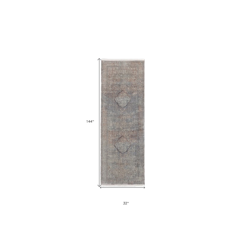 Wehin Power Loomed Floral Stain Resistant Area Rug By HomeRoots - 12' Runner