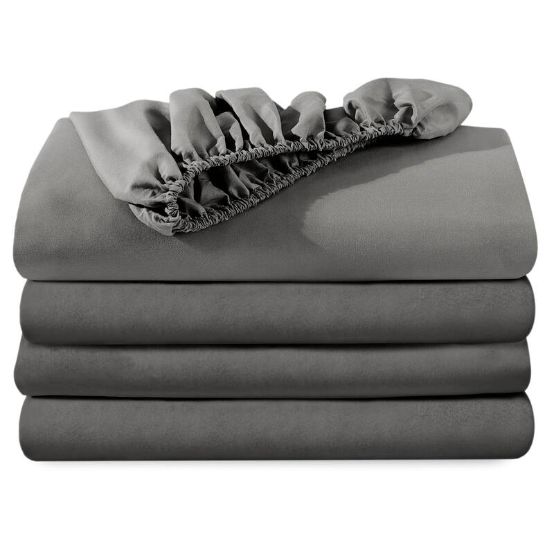 Bare Home 2-Pack Microfiber Fitted Bottom Sheets - Split King - Grey