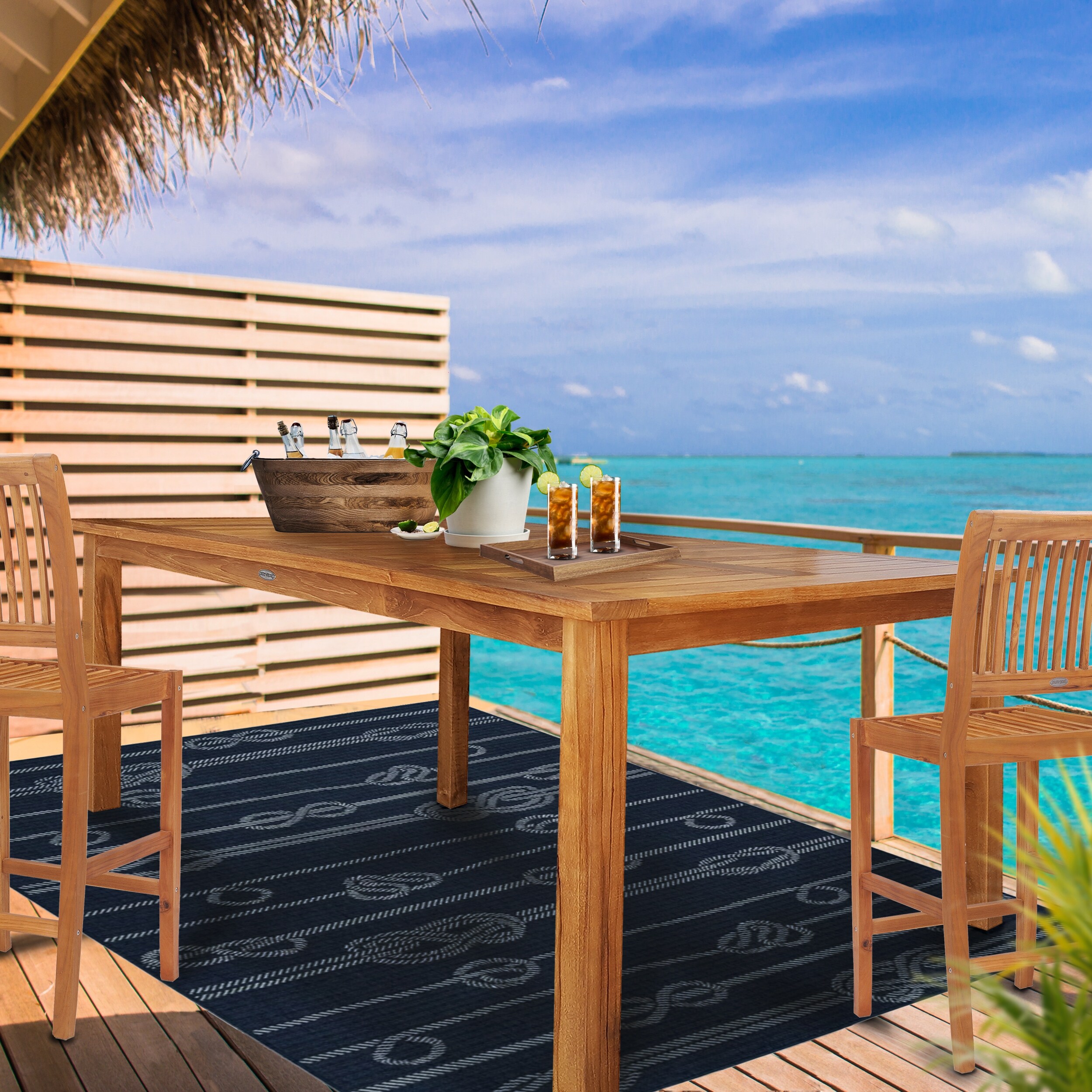 Chic Teak Maldives Rectangular Teak Wood Bistro Bar Table 71 x 35 inch table only