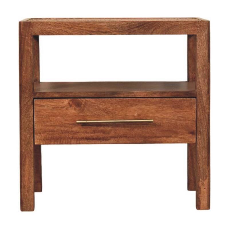 Artisan Furniture Solid Wood The Caldera Bedside Stand, Brown, 1-Shelf, 1-Drawer