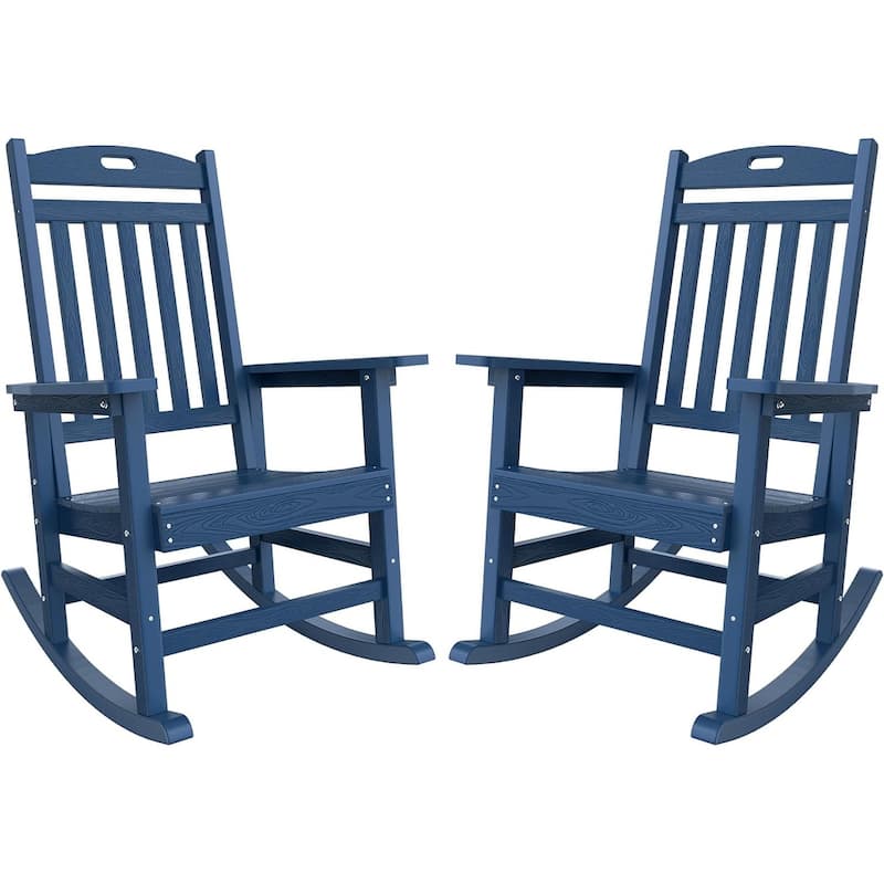 WINSOON All Weather Outdoor Rocking Chair, Set of 2 - Navy x2