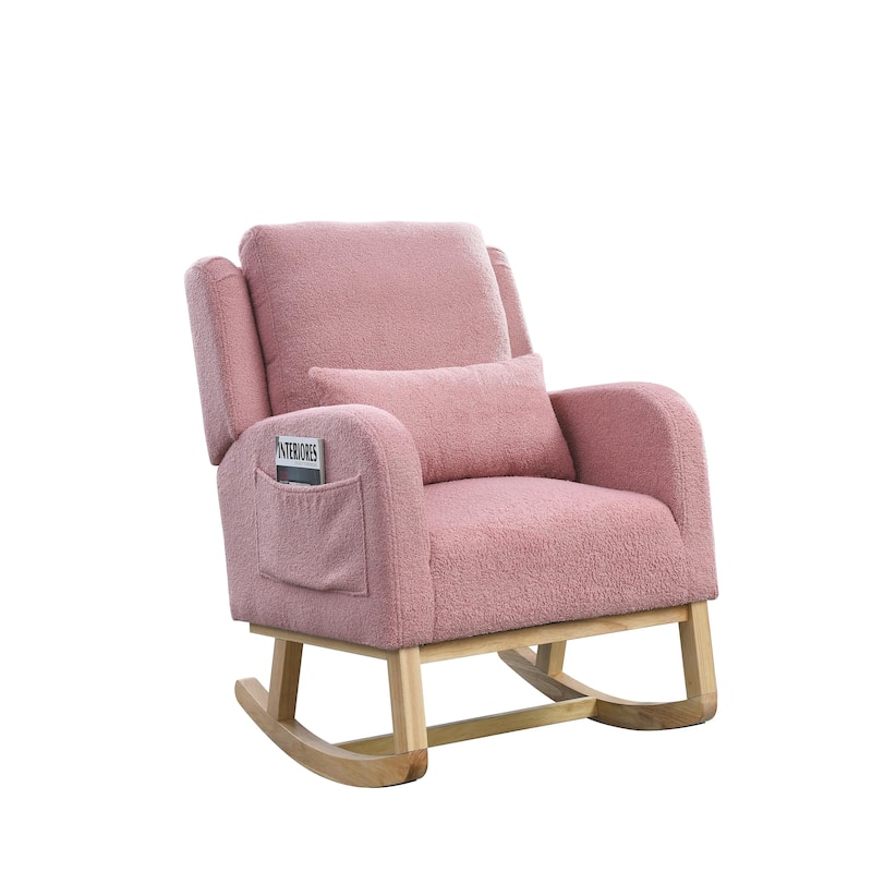 27.5" High Back Rocking Chair with Lumbar Pillow
