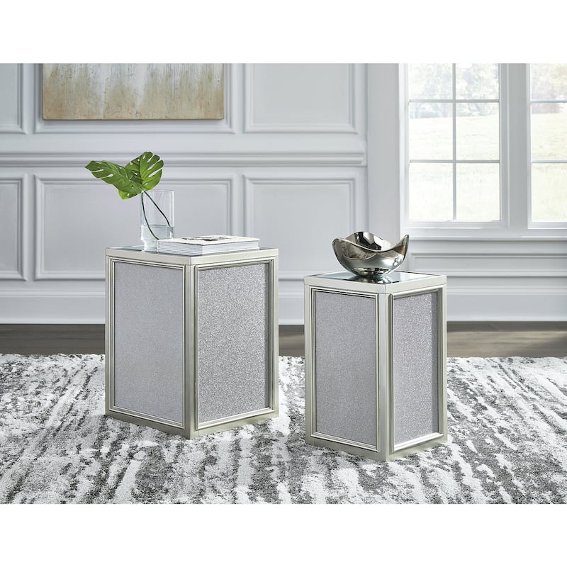 Signature Design by Ashley Traleena Silver Nesting End Tables (Set of 2) - 16"W x 16"D x 22"H