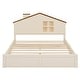 preview thumbnail 6 of 12, Beige Full Size Wood Bed with House-shaped Headboard and LED
