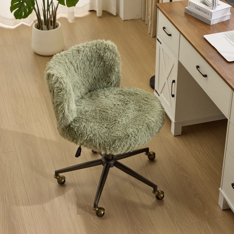 Plush Velvet Swivel Chair Antique Bronze Base With Wheels