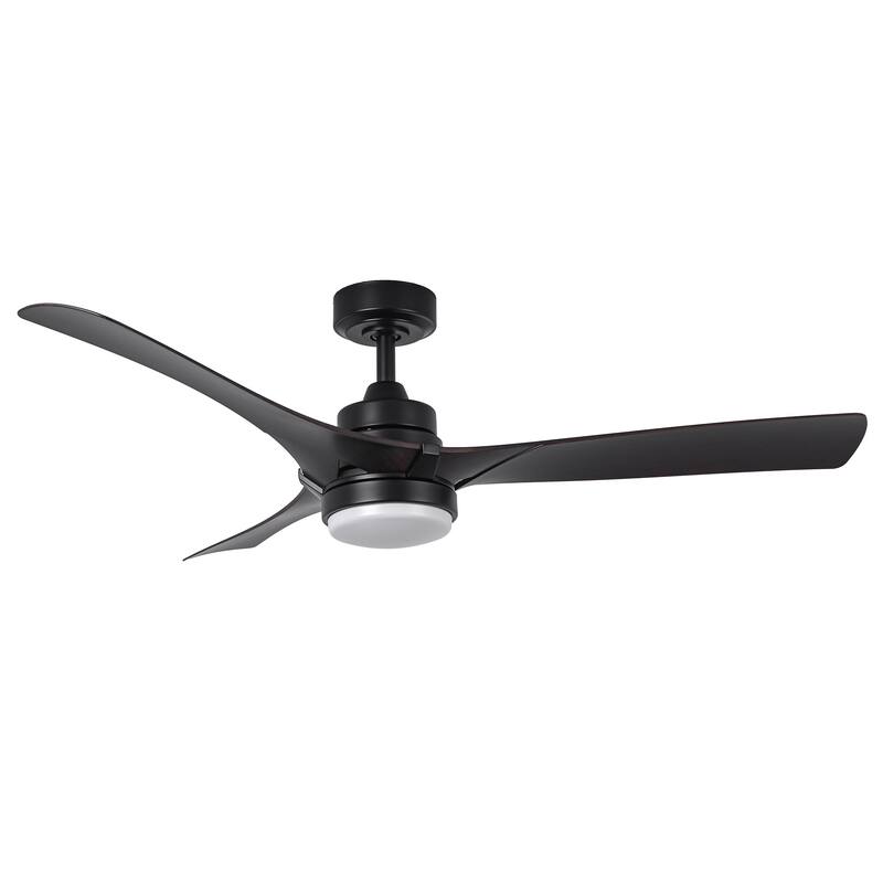 52" Modern Black Dimming LED Ceiling Fan with Light and Remote