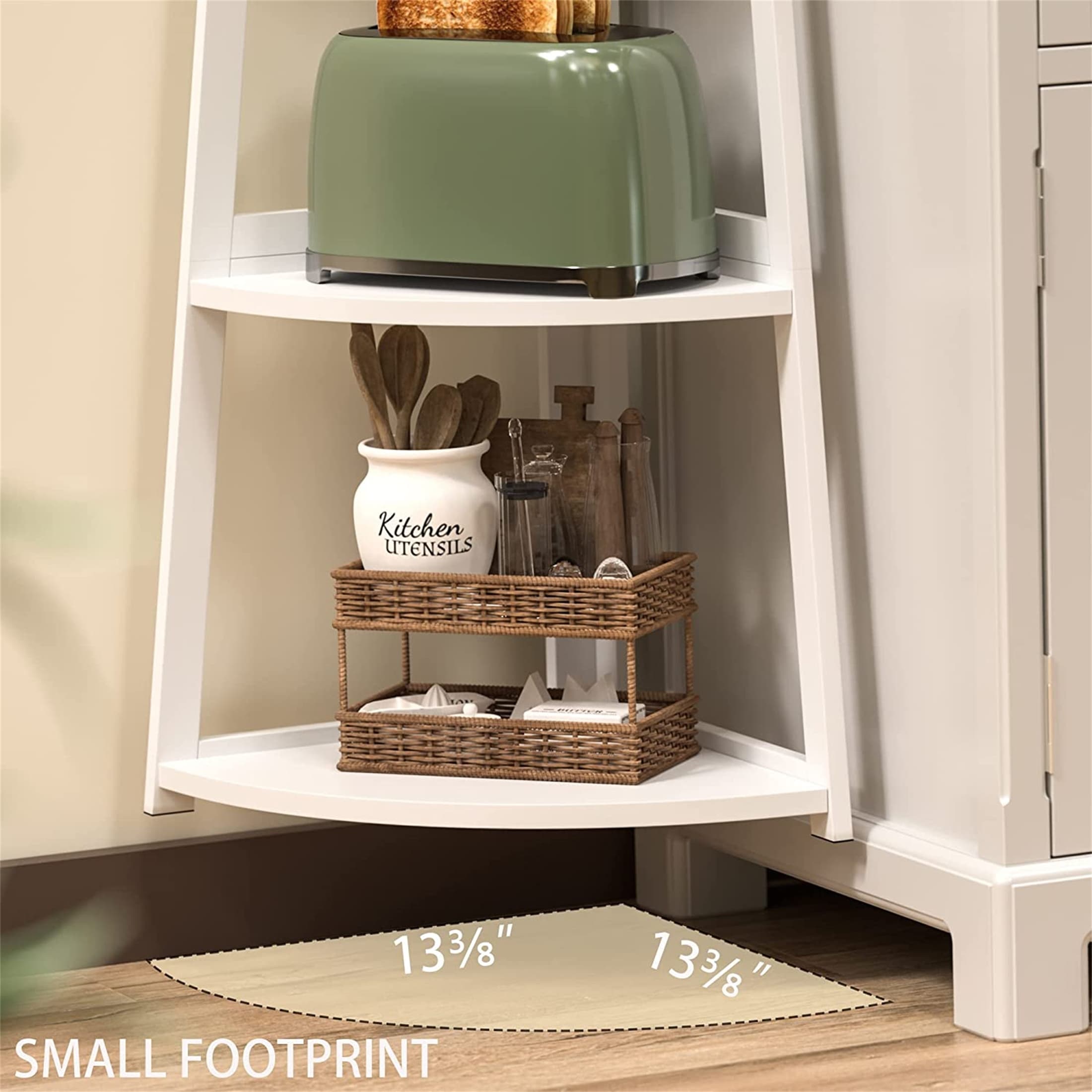 Bamboo top corner bookshelf