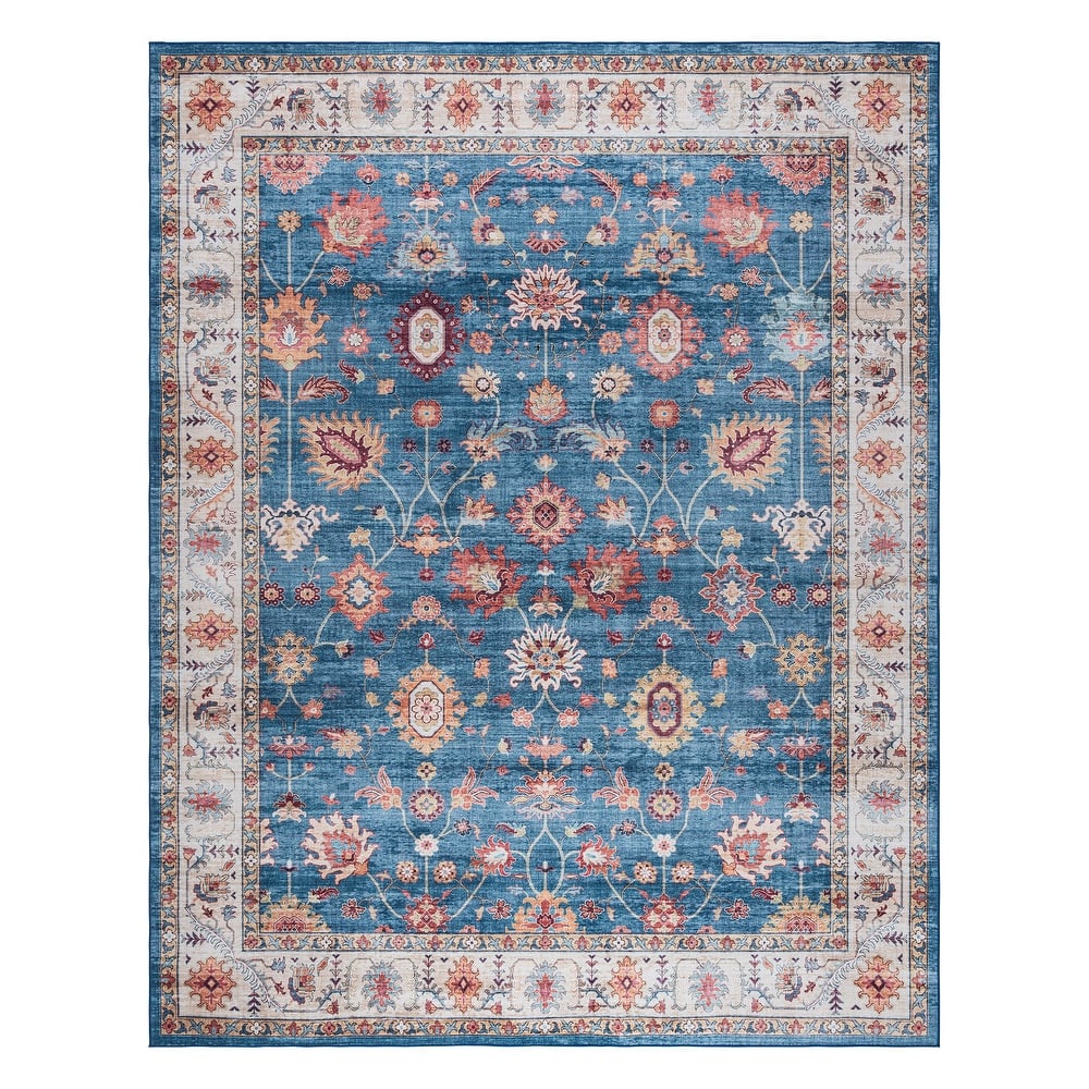 Gertmenian Crystal Print Washable Digital Printed Flat Pile Polyester Slip Resistant Area Rug Collection