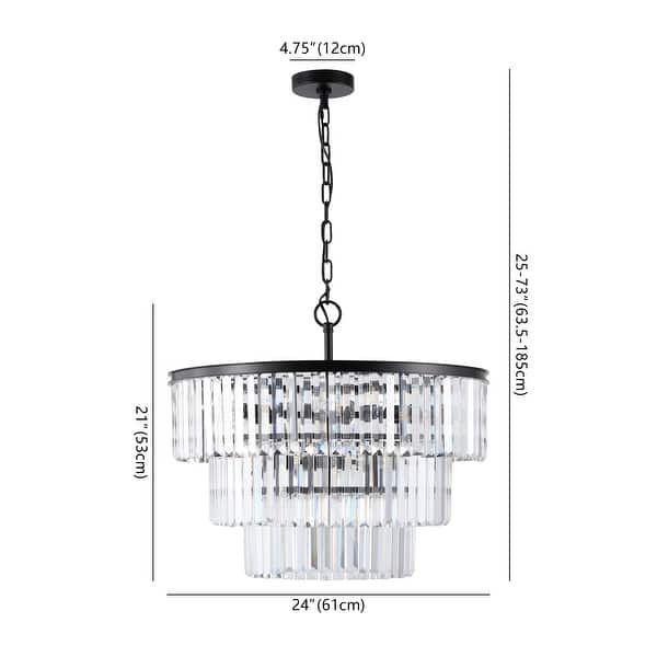 dimension image slide 4 of 5, SAFAVIEH Couture Karissa 24-Inch Crystal 10-Light Tier Chandelier - 24" W x 24" D x 21 / 69" H