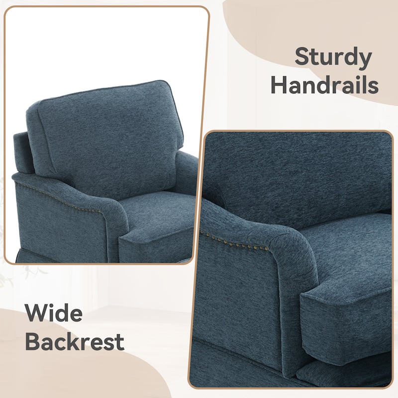 Set of 2 Chenille Swivel Accent Chair with Nailhead Trim Skirt