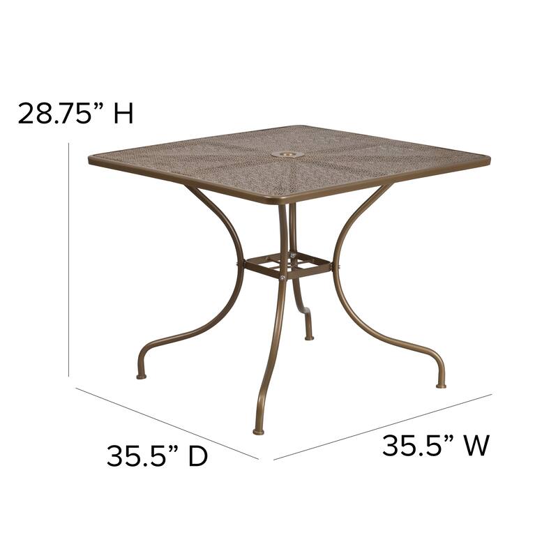 35.5'' Square Indoor-Outdoor Steel Patio Table - 32.5"