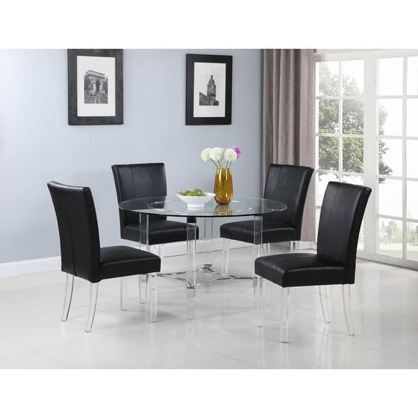 slide 2 of 7, Somette Contemporary Curved Flare-Back Parson Side Chair, Set of 2 Black