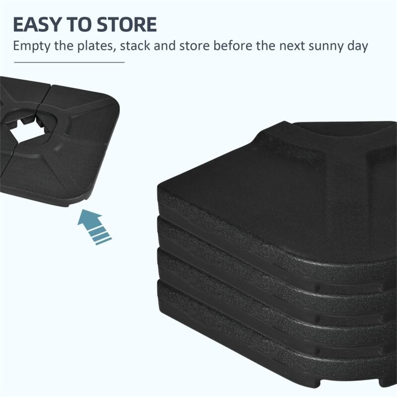 Set of 4 Cantilever Umbrella Base Weights HDPE Outdoor Fillable with Water or Sand for Offset Parasols Black
