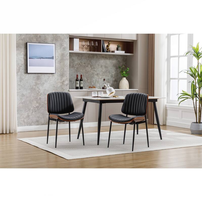 2PCS PU Dining Chair With Metal Legs