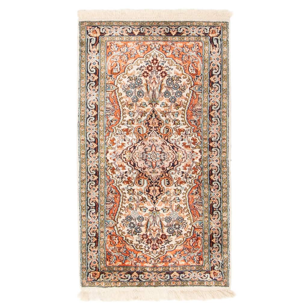 ECARPETGALLERY Hand-knotted Kashmir Cream Viscose Rug - 1'8 x 3'2