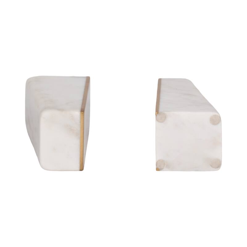 Modern Bookends with Marble Finish for Home or Office Decor - Set of 2, 6"