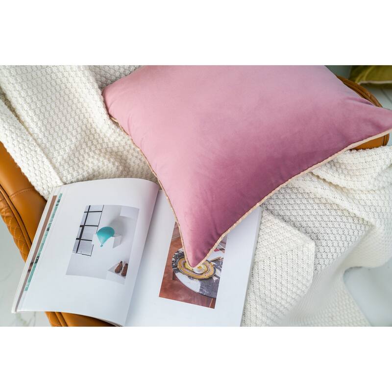 Gouchee Home Solid Velvet Mix Cushion 18 in. x 18 in. Throw Pillow