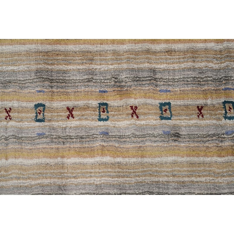 Hand Knotted Oriental 100% Wool Carpet Tribal Animal Pictorial Multi-Colored Gabbeh Runner Rug - 8' 4'' X 2' 3''