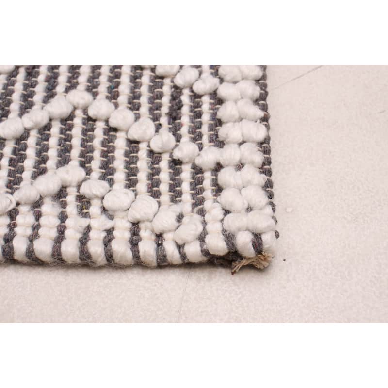 ECARPETGALLERY Braid weave Sienna Grey Wool Rug - 6'1 x 9'1