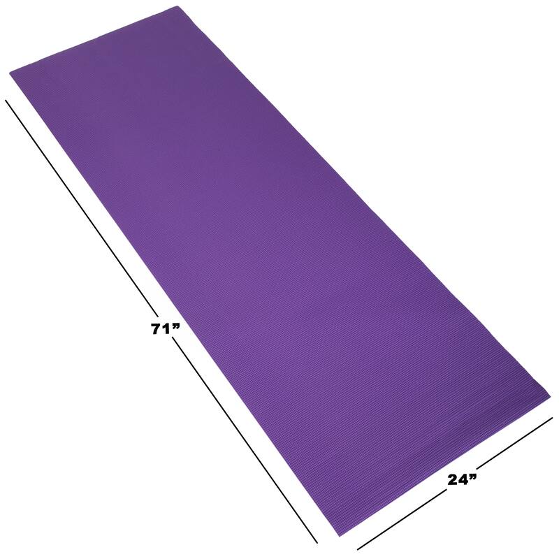 Yoga Mat - Double Sided 1/4-Inch Workout Mat - 71x24-Inch Exercise Mat for Home Fitness with Carrying Strap by Wakeman