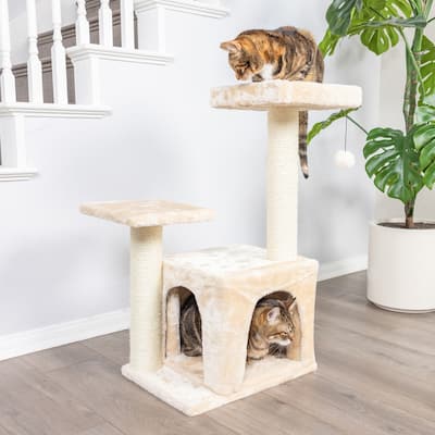 Classic Real Wood Cat Tree, 32-Inch Beige
