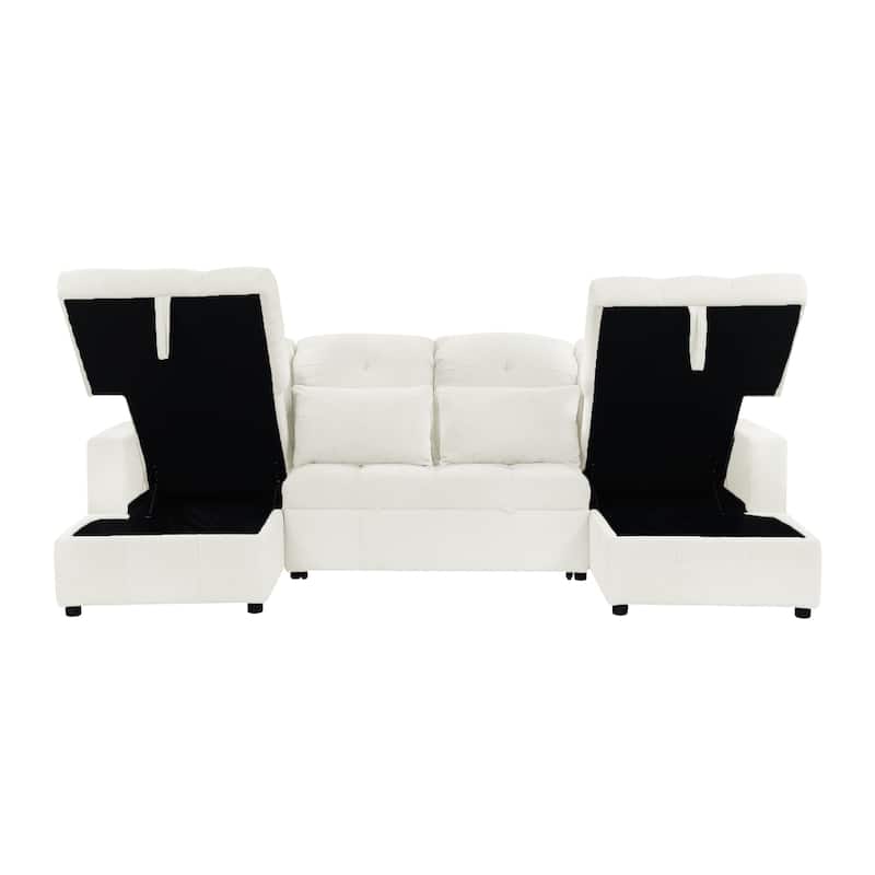 Oversized U Shaped Sectional Sofa Couches with 2 Storage Chaise Lounges and 2 USB Ports