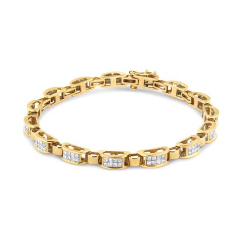 14K Yellow Gold 2 1/2 Cttw Princess-Cut Diamond Link Tennis Bracelet (H-I Color, SI2-I1 Clarity) - 7.25"