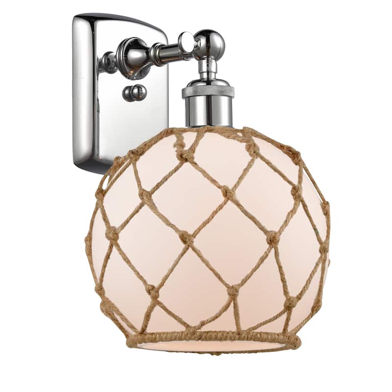 Innovations Lighting Farmhouse Rope 13" Tall Bathroom Sconce - Polished Chrome / White / Black