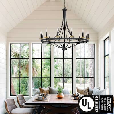 Fidenza 12-light Modern Farmhouse Empire Wagon Wheel Chandelier with UL - D40'' * H135''
