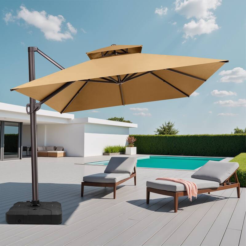 Crestlive Outdoor 13 x 10ft 360-degree Rotation Patio Cantilever Umbrella with Base