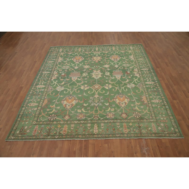 Hand Knotted Oriental 100% Wool Carpet Traditional All-Over Green Kazak Area Rug - 9' 8'' X 8' 4''