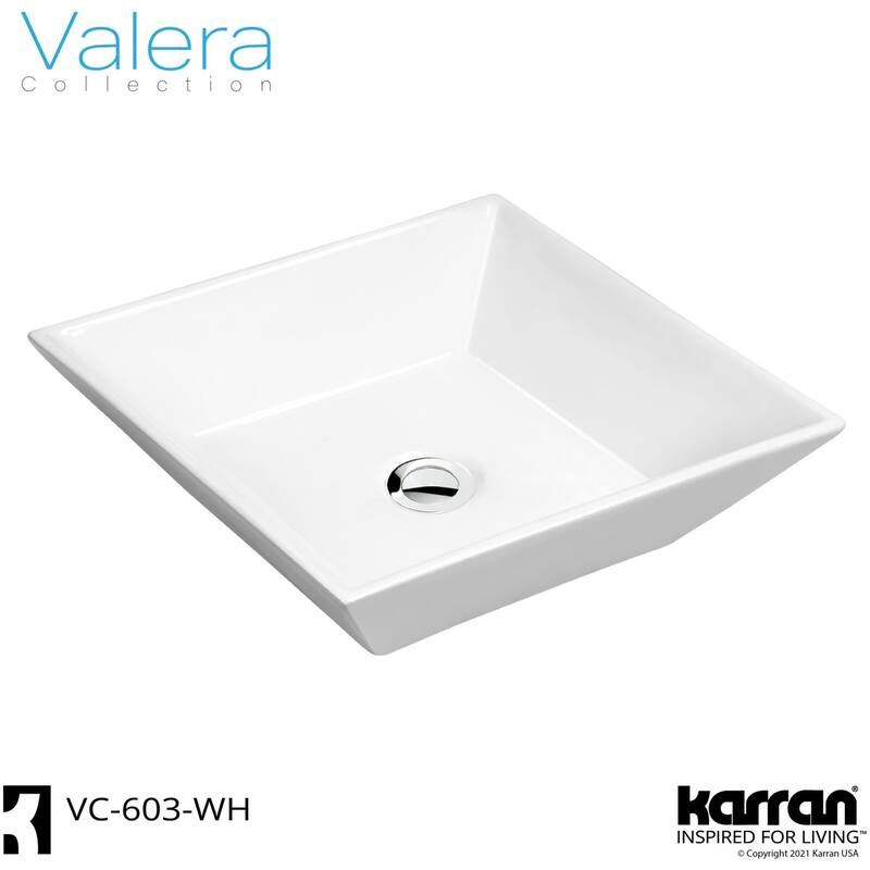 Karran USA VC-603 Valera 16-1/4" Square Vitreous China Vessel Bathroom