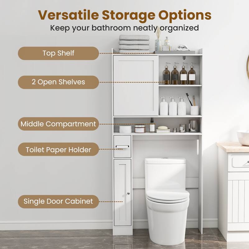 Gymax Over the Toilet Cabinet Space-saving Bathroom Storage Organizer